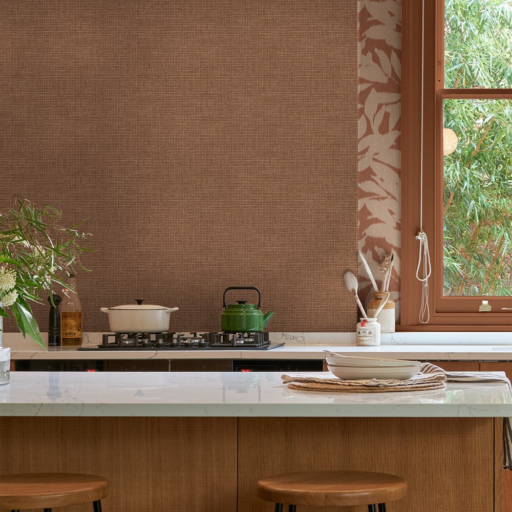 Rustic Weft Wallpaper 124091 by Graham & Brown in Clay Orange